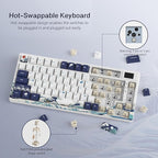 Womier S-K80 75% Keyboard with Color Multimedia Display Mechanical Gaming Keyboard, Wired Hot Swappable Gasket Mount RGB Custom Key Board, Pre-lubed Stabilizer for Mac/Win, White Kanagawa