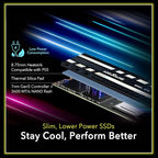Addlink G55H 2TB PCIe 5.0 Gen5 NVMe M.2 SSD with Heatsink - Up to 10,300MB/s - Game Ready - Internal Solid State Drive - Compatible with PCs and PS5 (ad2TBG55HM2P)