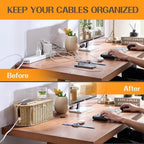 FairyHaus Cable Management Box 2Pack Caramel, Handwoven Large and Small Cable Organizer Box Cover to Hide Cords and Power Strip, Imitation Wicker Cord Organizer Box Hider for Office Desk and Floor