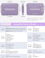 HYZUO 15-16 Inch Laptop Sleeve Bag for MacBook Pro 16 M4/M3/M2/M1 2025-2019, 15" Surface Book, Portable NoteBook Case for 15" 15.6" HP Dell Lenovo ThinkBook Asus Acer Samsung HUAWEI, Lilac Purple