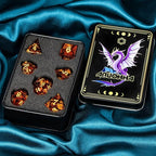 ARUOHHA Liquid Core DND Dice Set, 7pcs Resin Sharp Edged Dragons Dice Compatible with D&D Role Playing Games, RPG Golden Numbers Red Dungeons Polyhedral Dice with Gift Box, D and D Dice Set D20 D10 D6