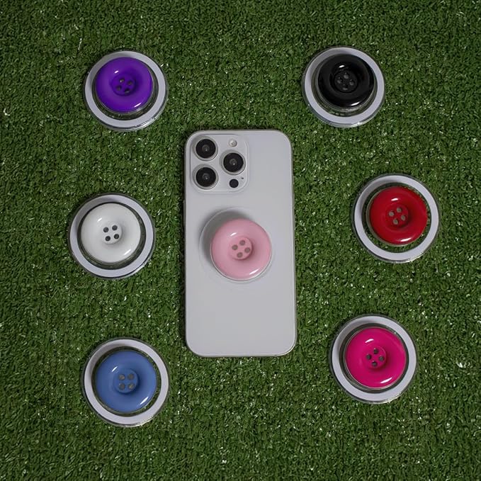 Solid Color Button Phone Grip – Minimalist Design, Durable and Lightweight, Grip and Stand for Smartphones (Purple, Magnetic Type)