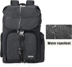 CADeN Camera Backpack Canvas Camera Bag for DSLR/SLR Mirrorless Camera with 15.6 inches Laptop Compartment, Camera Case Compatible for Sony Canon Nikon Cameras and Lens Tripod Waterproof Black