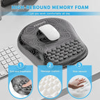 Mouse Pad with Wrist Rest, Ergonomic Mousepads with Wrist Support, Soft Lycra Fabric Memory Foam Office Desk Accessories for Comfort/Pain Relief/PC Gaming/Computer/Laptop (Black Topographic)