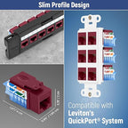 Everest 45° Angled RJ45 Cat5e Keystone Jacks 10-Pack in Red - Slim Profile Female RJ45 Connectors - Cat 5e Keystone Jack - Compatible with 45° Angled Speed Termination Tool - 45Term (B0BL3GS7ZY)