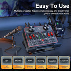 Podcast Equipment Bundle for 2 Mic Tiktok Video Content Creator Kit, Audio Interface DJ Mixer Sound Card/Board Condenser Microphone for Studio Smartphone/PC/Laptop Broadcast Recording/Live Stream