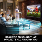 Sound Bar, 80W Soundbar with Bluetooth/ARC/Opt/AUX Connect, with Volume Boost, 3 Equalizer Modes, 2 in 1 Detachable Soundbar for TV/PC/Gaming/Projectors