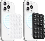 Klearlook 2Pack Magnetic Suction Phone Mount for MagSafe Case, Sticky Phone Grip Holder for iPhone, Removable Hands-Free Selfie/Video for TikTok Influencers, Women Girl Teen Gift, Transparent & Black
