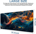 Gaming Desk Pad Large Extra Length Abstract Colorful Art Mouse Pad Keyboard Laptop Non-Slip Waterproof with Rubber Base Thick Stitched Edge Mouse Mat for Office Home 35.4 x 15.7 Inches
