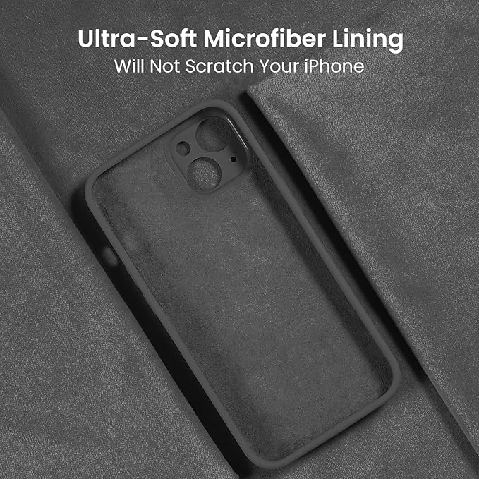FireNova Designed for iPhone 14 Case, Silicone Upgraded [Camera Protection] Phone Case with [2 Screen Protectors], Soft Anti-Scratch Microfiber Lining Inside, 6.1 inch, Space Gray
