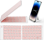 Samsers Bluetooth Foldable Keyboard - Wireless Portable Folding Keyboard, Full-Size Ultra-Slim Rechargeable Connect Up to 3 Devices for iOS, Android, Windows Phone, Tablet, Laptop - Pink