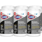 CloroxPro Clorox Screen+ Sanitizing Wipes, Bleach Free Cleaning Wipes, Citrus Blend Scent, 75 Count, Pack of 6