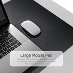 YSAGi Desk Mat, Desk Pad, Waterproof Desk Pad, 35.4" x 17" Laptop Leather Desk Pad Protector, Large Desk Blotter for Keyboard and Mouse, Desk Writing Pad for Office and Home (35.4" x 17", Black+Grey)