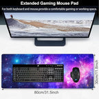 Deep Universe Space and Stars Desk Mat,Large Galaxy Space Gaming Keyboard Mouse Pad,Non-Slip Rubber Base Desk Pad Thick Stitched Edges Waterproof Mousepad Mouse Mat 31.5"x11.8"