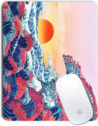 Japanese Ukiyo-e Ocean Waves Mouse Pad Personalized Design, Non-Slip Surface, Rubber Base, Small Office Desk Pad for Computers and Laptops