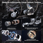 MS2 PRO in-Ear Monitor, 10.2mm Dual-Magnetic Drivers 1DD+1BA Hybird IEMs Wired Earbuds, Zinc Alloy Integrated Molding, Pneumatic Filters for Audiophile Musicians, Detachable 3.5mm OFC Cable