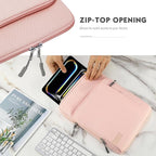 MoKo 12.9 Inch Tablet Sleeve Bag Carrying Case with Pockets Fits 13 Inch New iPad Pro M4 & Air M2 2024, iPad Pro 12.9 M2&M1, Surface Laptop Go 12.4", Galaxy Tab S8+/S9+ 12.4", Pink
