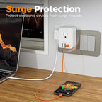 USB Charger Block, TESSAN Outlet Extender Surge Protector with USB C, 4 AC Multi Plug Wall Outlet Splitter 1875W, Electrical Plug Expander for Home Office Dorm Room Essentials, White