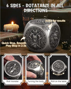 Kabinka Spinner Dice for 7 in 1 DND Dice Set, Unique Metal Dice for Dungeons and Dragons RPG Role Playing Gaming (Ancient Silver)