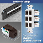 Everest 45° Angled RJ45 Cat6 Keystone Jacks 50-Pack in Brown - Slim Profile Female RJ45 Connectors - Cat 6 Keystone Jack - Compatible with 45° Angled Speed Termination Tool - 45Term (B0BL3GS7ZY)