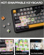 EPOMAKER X Aula F108 PRO Wireless Gaming Keyboard with Screen, 8000mAh Battery, 104 Hot-Swappable and Programmable Keys and Knob, RGB Backlight, for Mac/PC/Android (Grey&Yellow)
