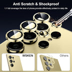 WSKEN for Samsung Galaxy S24 Ultra Camera Lens Protector, Ultra Thin Scratch Resistant 9H Tempered Glass with Aluminum Metal Circle Camera Screen Protector Cover Accessories, Yellow