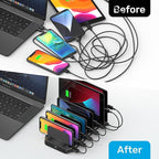【10PCS】 Unitek Multi Charging Station, 10-Port USB Charger for Multiple Device with SmartIC Tech and Adjustable Dividers, Organizer Stand Compatible with iPad, Tablet, Kindle, iPhone - 10PCS, White