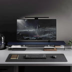Fenge Acrylic Monitor Stand Riser, 42.5 Inches Dual Monitor Stand with Metal Storage, 2 Tier Acrylic Computer Riser for Desk, Clear Laptop Stand for PC, Laptop, Printer, TV, Blue
