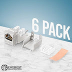Everest Media Solutions RJ45 Shielded Keystone Jack - 6-Pack - Slim Profile, 90 Degrees, F/STP Female Connector - Tested for CAT5e, CAT6, CAT6A, CAT7 - up to 10GB Speed