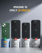 Miracase Glass Series for iPhone 15 Case [Compatible with MagSafe] Full-Body Magnetic Case with Built-in 9H Tempered Glass Anti-Fingerprint Screen Protector + Camera Lens Protector, Matte Green