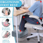 ROYALAY Adjustable Foot Rest Under Desk for Office, High-Density Foam Foot Rest with 3 Adjustable Heights, Ergonomic Footrest with Washable Cover for Home, Airplane, Travel(17 * 11 * 17in, Gray)