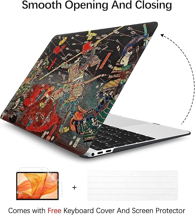 Berkin Arts for MacBook Pro 16 Inch Cover A3403 A3186 A2991 A2780 A2485 (2024-2021) with M4/M3/M2/M1 Chip with Keyboard Cover & Screen Protector Ukiyo-e (The Kusunoki's Final Attack by Kuniyoshi)