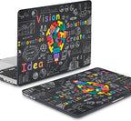 Mektron for MacBook Pro 16 inch Case A2141 with Touch Bar and Touch ID (2020 2019 Release), Geometric Blackboard Hard Shell Case Cover with Keyboard Skin & Screen Protector & Dust Plug