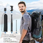 Phone Tripod Stand, 85" Tall Cellphone Tripod for iPhone with Gooseneck Remote, Flexible Portable Phone Stand for Recording, Compatible with iPhone 14 13 12 pro Android Camera