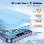 UNBREAKcable 3-Pack Screen Protector for iPhone 15 Pro Max, Double Shatterproof Tempered Glass [Easy Installation Frame] [HD Clear] [9H Hardness] [Full Coverage] for iPhone 6.7 inch