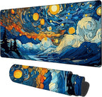 Large Mouse Pad Starry Sky Gaming Desk Pad Computer Keyboard Non-Slip Waterproof Mouse Mat with Rubber Base and Stitched Edges Entertainment Office Writing Desk Mat 35.4 x 15.7 Inches