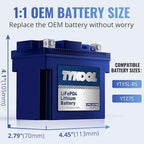 TYKOOL YTX5L-BS High Performance lithium LiFePO4 Motorcycle Battery,12.8V 3Ah,180CCA,Built in BMS,Powersports Battery,for ATV,4 wheeler,quad,dirt bike,Scooter,Lawn Mower,Generator