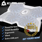KLIM Wind Laptop Cooling Pad - More Than 500 000 Units Sold - New - The Most Powerful Rapid Action Cooling Fan - Laptop Stand with 4 Cooling Fans at 1200 RPM - USB Fan - PS5 PS4 - Full White