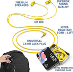 LUDOS OMNITONE Wired Earbuds in-Ear Headphones, 5 Years Warranty, Earphones with Microphone, 3.5 mm Jack Corded Ear Buds, Videoconference for iPhone, Samsung, Laptop, Kids, School Students - Yellow