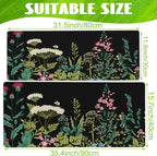 Large Gaming Mouse Pad for Desk,Wildflowers Night Desk Mat,Wild Floral Flower Desk Pad,Extended Big Computer Keyboard Mouse Pad with Non-Slip Base and Stitched Edge,35.4"x15.7"