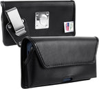 Turtleback Belt Clip for iPhone 16 Pro, 16e, 15 pro 14 Pro 13 Pro -Large- Fits w/Defender Bulky Style Cases, Premium Black Leather, Horizontal Belt Holder, Magnetic Closure HD Rotating Belt Clip
