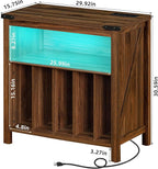 Large Record Player Stand with Charging Station & LED Lights, Vinyl Records Storage Holder Cabinet Holds up to 230 Albums, Turntable Stand for Music Room, Bedroom, Living Room, Office (Brown)