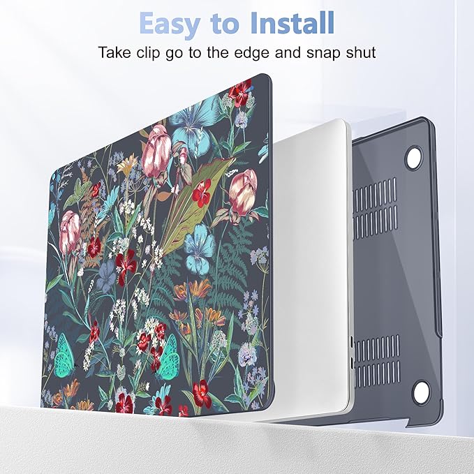Case for MacBook Pro 13 inch with/Without Touch Bar (2016-2022, M2 A2338 M1 A2289 A2251 A2159 A1989 A1706 A1708), Hard Shell + Keyboard Cover + Dust Plug, Flowers & Herbs