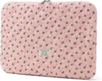 Puffy Laptop Sleeve 13-15.6 Inch Cute Quilted Laptop Protective Case Padded Floral Computer Sleeve for MacBook (A-Dark Pink, 15 Inch)