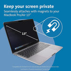 Kensington MP13 Magnetic Macbook Pro Privacy Screen for 13 inch (2016-2022, M1, M2)/ Macbook Air 13 inch (2018-2021, M1), Removable Laptop Privacy Filter, Macbook Mac Screen Protector, K64490WW