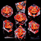 ARUOHHA DND Resin Dice Gazes Eye Dice Liquid Core Red RPG Sharp Edged Dice Set with Gift Box, Polyhedral D and D Dice Set Compatible with Dungeons Dragons Role Playing Game D20 D12 D10 D8 D6 D4
