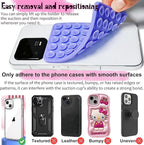 2 Pack Silicone Suction Cup Phone Case Mount Double Sided, Hands-Free Strong Grip Silicon Phone Holder, Non Slip Phone Accessories for Selfies and Videos (Translucent)