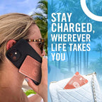 AquaVault ChargeCard – Ultra Slim Emergency Power Bank (2300mAh) – Fits in Wallet – USB-C & Micro-USB – Durable Steel Body – Flight-Safe Pocket Charger for iPhone 16/15/14/13/12, Android - (Rose Gold)