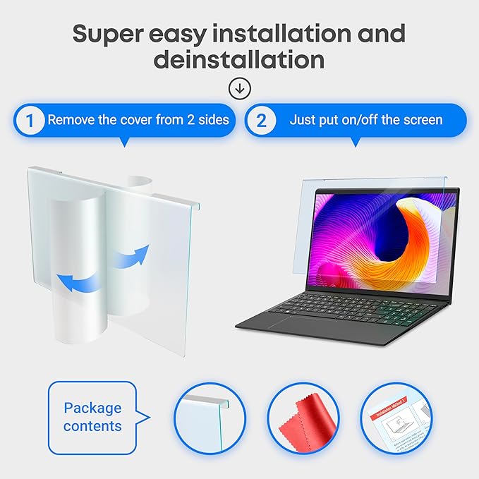 VINTEZ Blue Light Screen Protector for 15.6 Inch Computer Monitor and Laptop – Anti-UV Blue Light Blocking Film for Desktop PC, Eye Protection Filter, 14.2" x 8.7", 2 Pack
