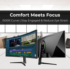 Deco Gear 34” Curved Ultrawide Business Monitor | 3440x1440, 100Hz, 1500R, 99% sRGB | Adjustable Stand, 2 HDMI and 2 DisplayPort | HDR, Low Blue Light, PIP/PBP